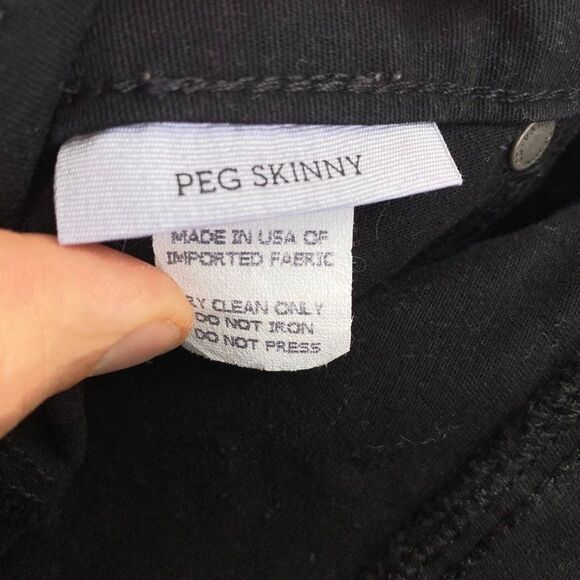 Paige Peg Skinny Jeans Black Coated Pandora PSKF448-283 29 x 29.5 Mid-Rise - Picture 4 of 7